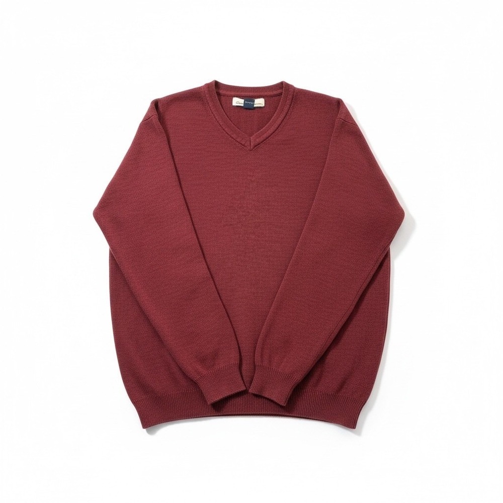 Tommy Bahama Sweater Mens Medium Red Silk Blend Long Sleeve V‎ Neck Pullover
